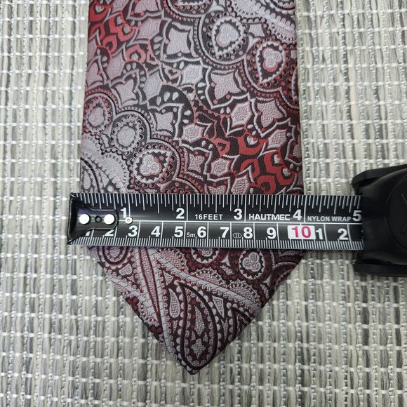 Suitmates Wembley Neck Tie Mens Red Silver Paisley Career Prom Formal Church - Picture 7 of 10